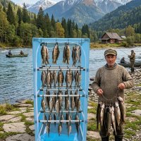Сушилка для рыбы четыре яруса голубая